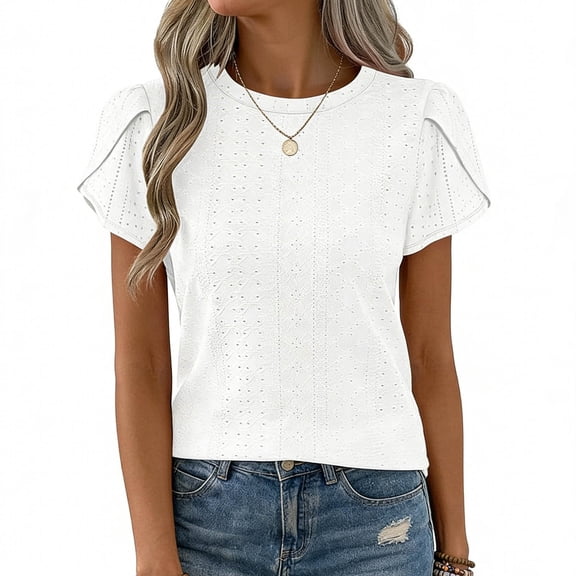 Lumosvexa Women Short Shirt Tops Womens Casual Plain T-Shirt Crew Neck T Shirt White Size M