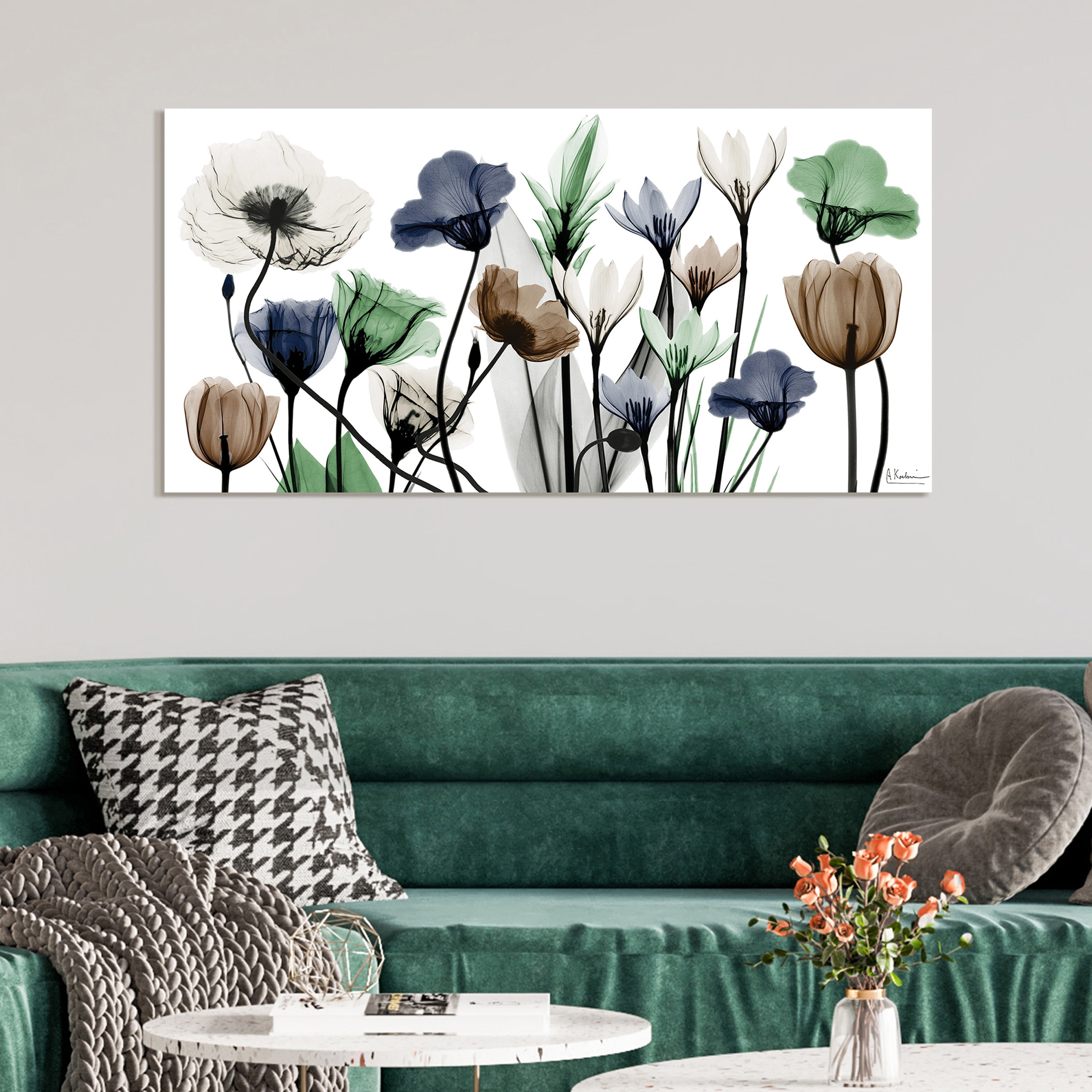 Empire Art Direct Floral Landscape Frameless Free Floating Tempered Glass Panel Graphic Flower Wall Art, 24" x 48" x 0.2", Ready to Hang