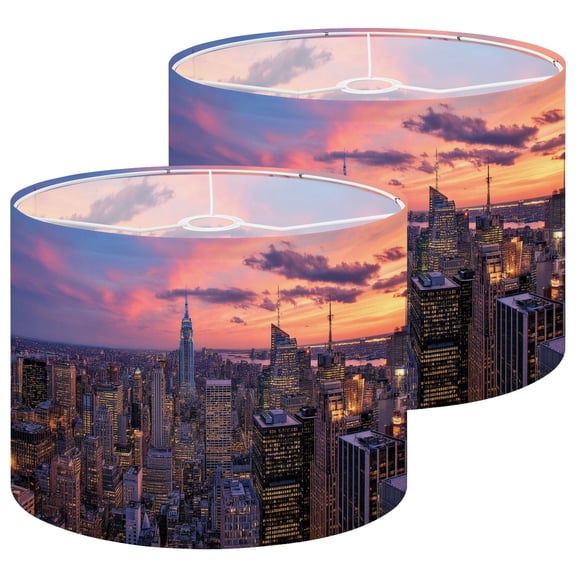 Lampshades 2 Pack New York City Midtown Sunset 13"x13"x10" Light Shade for Table Lamps Floor Lamp Shades Lampshade Replacement Easy Assembly