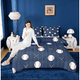 thumbnail image 4 of Manfei Baseball Bedding Sets Queen with Comforter,Sports Theme Duvet Insert,Blue White Comforter Sets Queen Size For Boys,Ultra Soft Room Decorative Reversible,3pcs, 4 of 9