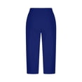 thumbnail image 6 of Fmbrln Womens Capri Pants Stretchy Waist Comfy Workout Yoga Capris Casual Travel Work Capri Pants with Pockets, 6 of 8