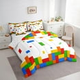 thumbnail image 7 of Feelyou Cartoon Square Geometric Twin Bedding Sets 7-Piece, Building Blocks Bedding Comforter Set, Kid Child Teenager Sheet Sets, Microfiber Bedroom Decor, 7 of 7