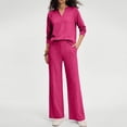 thumbnail image 3 of Womens 2 Piece Outfits V Neck Long Sleeve Sweatshirts & Casual Pocket Pants Sets Business Outdoor Running Outfits 2XL, 3 of 4