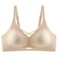 thumbnail image 4 of GTEYOIJN Beige Women's Cotton Underwear Yoga Bras for Women No Padding With Adjustable Back Hooks V-Neck Basic Wireless Racerback Bra Low Support Workout Sports Bra, 4 of 4