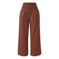 thumbnail image 6 of Women Pants Casual High Waist Wide Leg Palazzo Lounge Smocked Elastic Waist Loose Comfy Pajama Pockets Dress Tall Trousers, 6 of 7