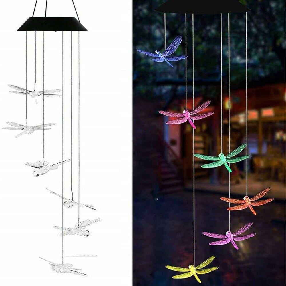 Color-Changing Outdoor LED Solar Powered Wind Chime Light Yard Garden Decor 
