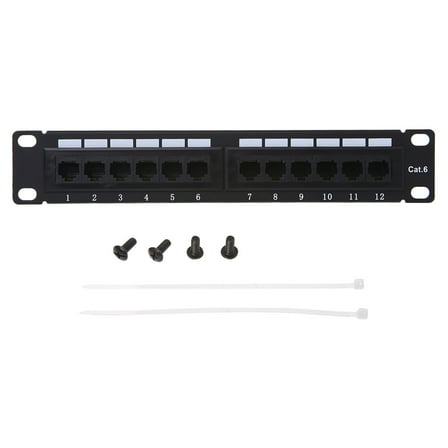 12 Port CAT6 Patch Panel RJ45 Networking Wall Mount Rack Frame