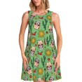 thumbnail image 1 of Vsdgher Robe d'Été Vintage à Imprimé Crâne de Sucre pour Femmes, Robe de Plage Décontractée Sans Manches avec Poche, 1 of 7