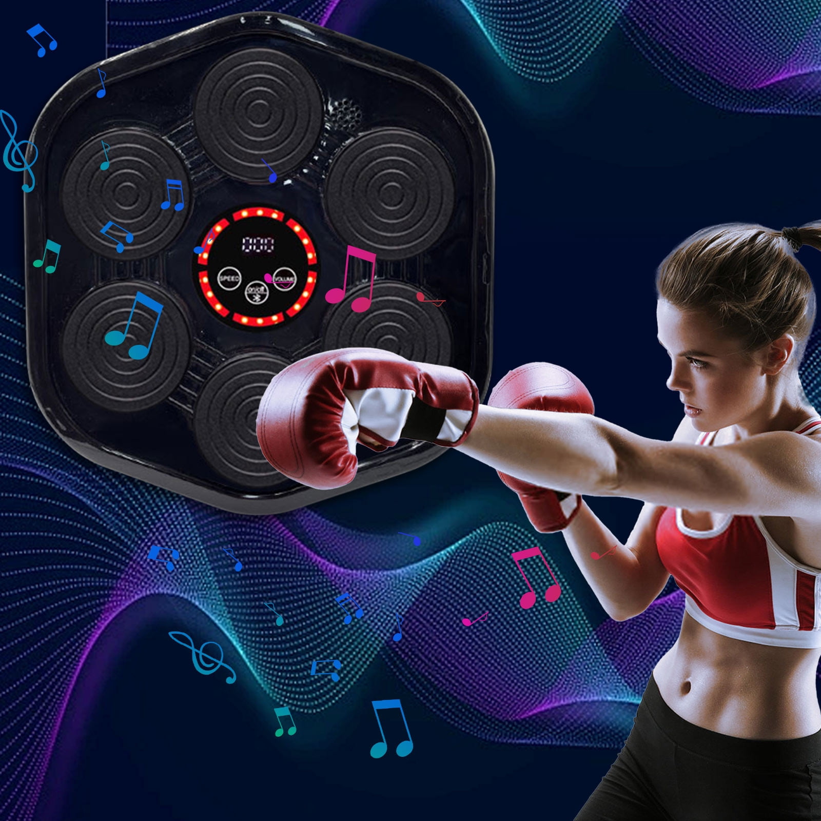 SPOORYYO Smart Music Boxing Machine - Wall Mounted Bluetooth Electronic Punch Trainer, Hand-Eye Coordination, Stress Relief, Ergonomic Design, Easy Installation, Backlight Mode