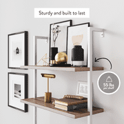 Nathan James Theo 6-Shelf Tall Bookcase Wall Mount Bookshelf Natural Wood Industrial Metal Frame Rustic Oak/White