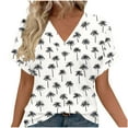 thumbnail image 2 of Cutuoiiu Women's Floral Printed Summer V Neck Short Sleeve Leisure Tshirts Gifts, 2 of 7