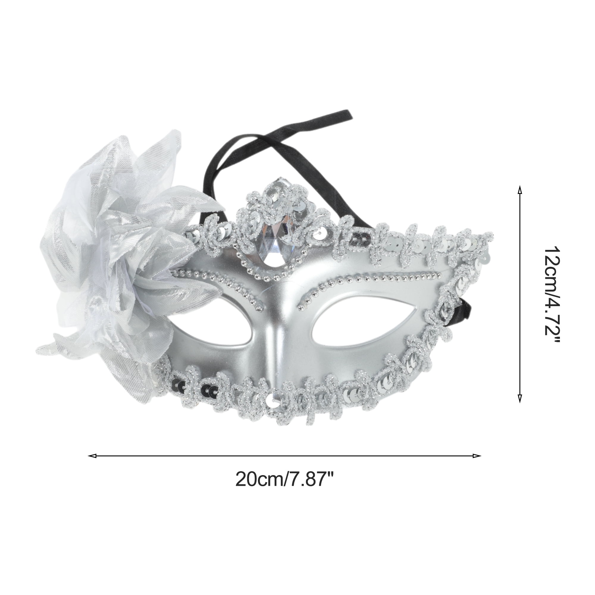 Unique Bargains 1 Pack Elegant Lily Princess Half Face Party Mask Silver Tone