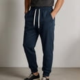 thumbnail image 2 of asjyhkr Mens Sweatpants Athletic Workout Joggers Stretchy Waist Chino Drawstring Dailywear Casual Pants with Pockets(X-Small,Navy), 2 of 8