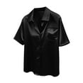 thumbnail image 4 of Fewfanhot Tops for Women Trendy Satin Blouse Short Sleeve Silk Tops Button Down Shirts Business Casual Outfits, 4 of 9