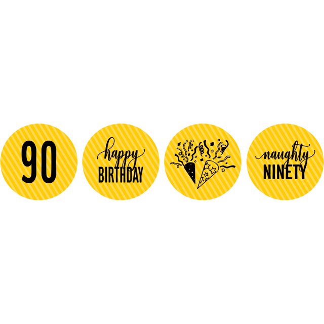 Darling Souvenir 190 Pcs Naughty Ninety Birthday Theme Stickers chocolate Labels-Yellow