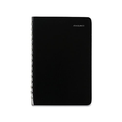 Daily Appointment Book with Open Scheduling 8 x 5, Black, 2022
