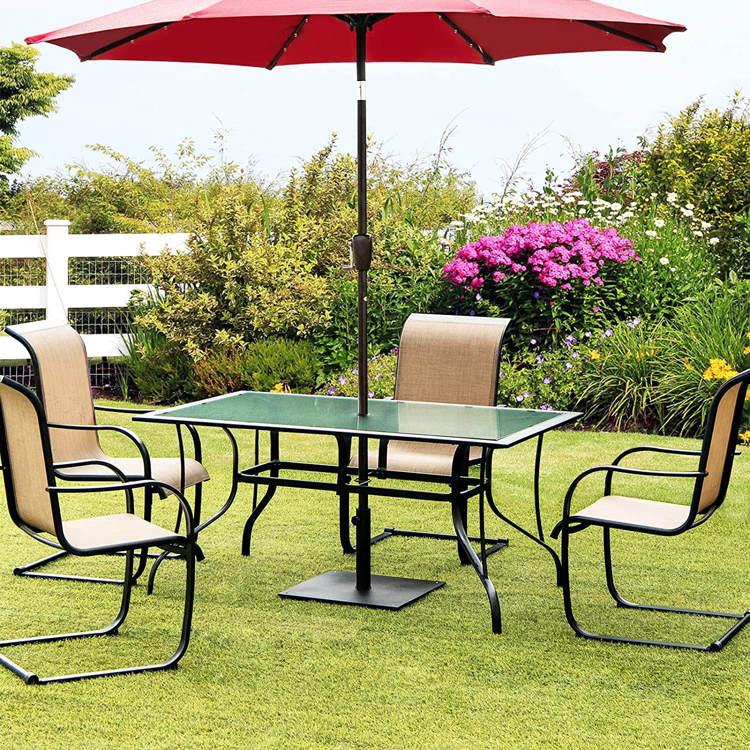 WBTER 36LBS Square Umbrella Base, Heavy Duty Patio Umbrella Base Stand with 3 Adapters, 20”x20” Weighted Outdoor Umbrella Stand with Adjustable Foot, Suitable for Backyard, Deck, Poolside