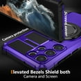 thumbnail image 5 of Phone Case for Samsung S22 Ultra Case with Ring Magnetic Fits Wireless Charger, 2 in 1 Soft TPU and Hard PC Cover Samsung Galaxy S22 Ultra Case Shockproof Rugged Black (Purple), 5 of 16