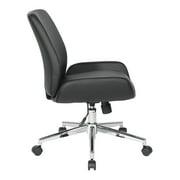 Office Star Products Black Faux Leather Chair with Chrome Finish Base