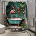thumbnail image 3 of Cortina de ducha Flamingo Tropical Garden, 180 x 200 cm, impermeable, 3 of 3