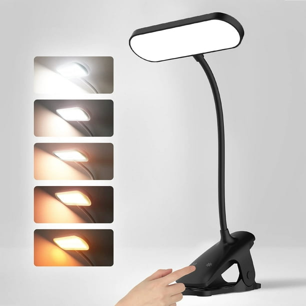 Clip Light Lampes de lecture avec capteur tactile, - Lampe à pince,  Protection des yeux Lampe de bureau pour enfants Veilleuse flexible à 360 °  à col de cygne 