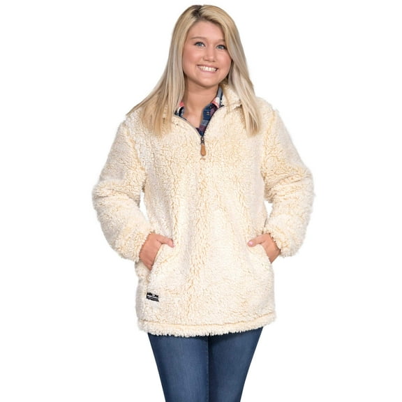 Simply Southern Womens Sherpa Pullover - Cream (Large)