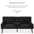 thumbnail image 6 of Best Choice Products Fabric Upholstered Convertible Futon w/ Rounded Armrests, Wooden Legs, 2 Cupholders - Black, 6 of 9