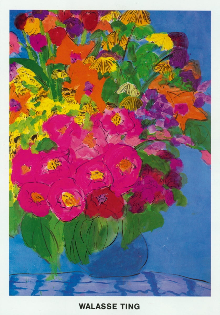 Blue, WALASSE TING Flowers 62.25" x 43.25" Poster 1989 Contemporary Multicolor