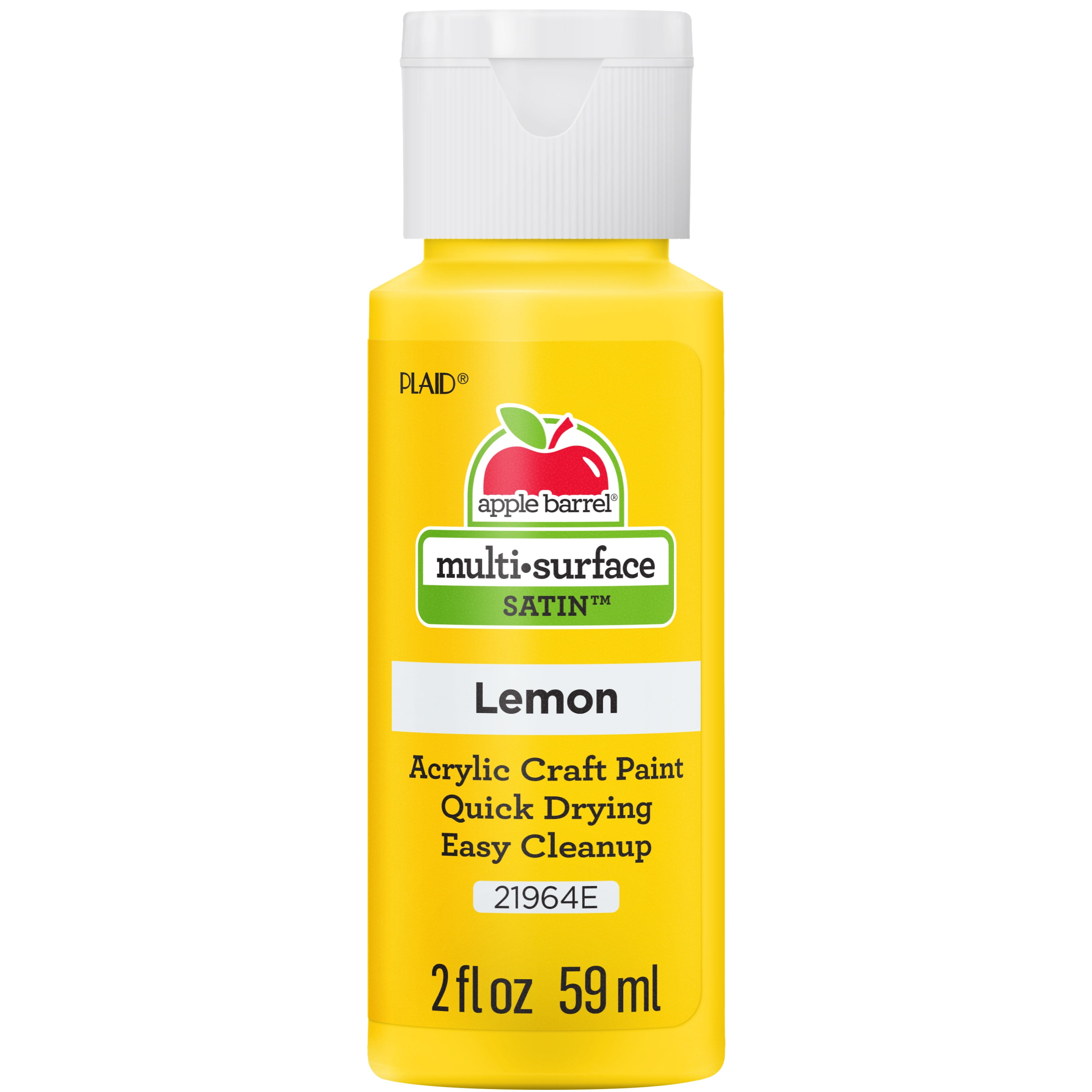 (3 pack) Apple Barrel Multi-Surface Acrylic Craft Paint, Satin Finish, Lemon, 2 fl oz