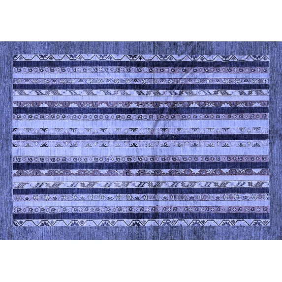 Ahgly Company Indoor Rectangle Abstract Blue Modern Area Rugs, 5' x 8'
