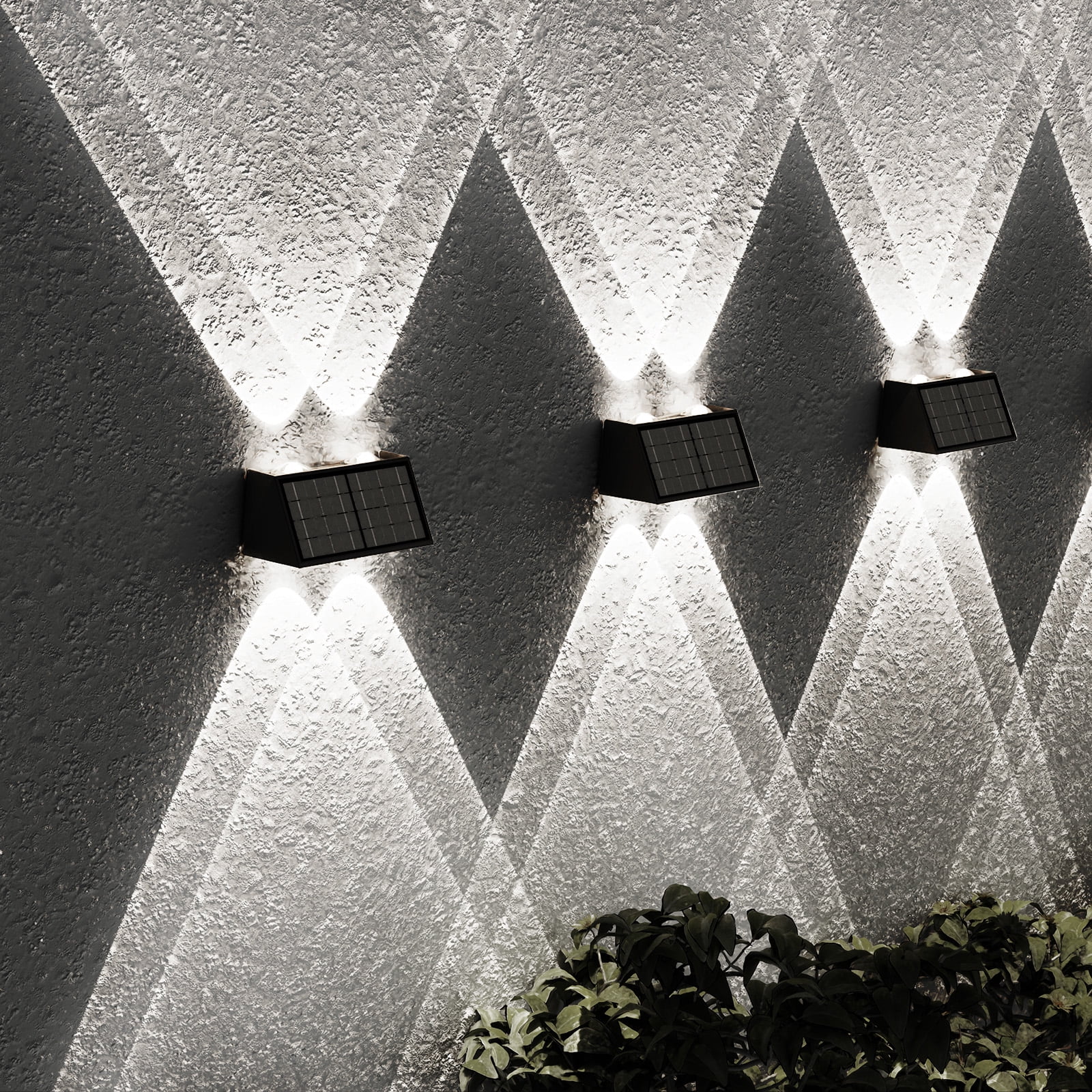 Involux Solar Wall Mounted Lights, Up & Down LED Fence Lighting, 50LM/25LM 3000K/6500K 4 Modes, Outdoor IP65 Waterproof, Screw/Adhesive Mount for Garden Path Deck Yard 8-Pack IL0908-08