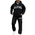 thumbnail image 2 of Mens Sweat Suit 2 Piece Outfit Set Relaxed Fit Casual Long Sleeve Full Zip up Hoodie Sweatshirt Tracksuit Sweatpants SweatAthletic Jogging Set, 2 of 3