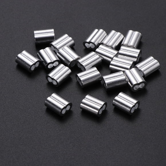 Minkissy 200Pack Aluminum Crimp Sleeve Wire Rope Joint Crimping Double Hole for Working Maintenance Construction