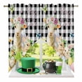 thumbnail image 2 of Swag Curtains Valances for Windows, Happy Easter Short Kitchen Window Curtains Over Sink, Floral Lambs Chicks Eggs Cafe Curtains Panel Set Of 2,Rod Pocket, 36 Inches Length Black And White Plaid, 2 of 9