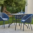 FDW 32in Square with Umbrella Hole Outdoor Tempered Glass Dining Table