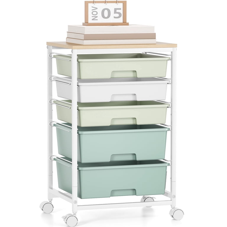 KINGTIDY 5-Drawer Rolling Cart with Rainbow Gradual Colors photo 1