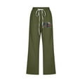 thumbnail image 4 of MIUOWANP Women's Wide Leg Cropped Pants Independence Day Print Print with Pockets, Drawstring Waist Casua Pants Size M(6)Army Green, 4 of 4