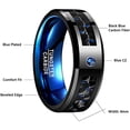 thumbnail image 2 of Vakki 8mm Men's Blue Tungsten Carbide Rings with CZ Inlay Carbon Fiber Wedding Band Beveled Edge Size 6-15, 2 of 5