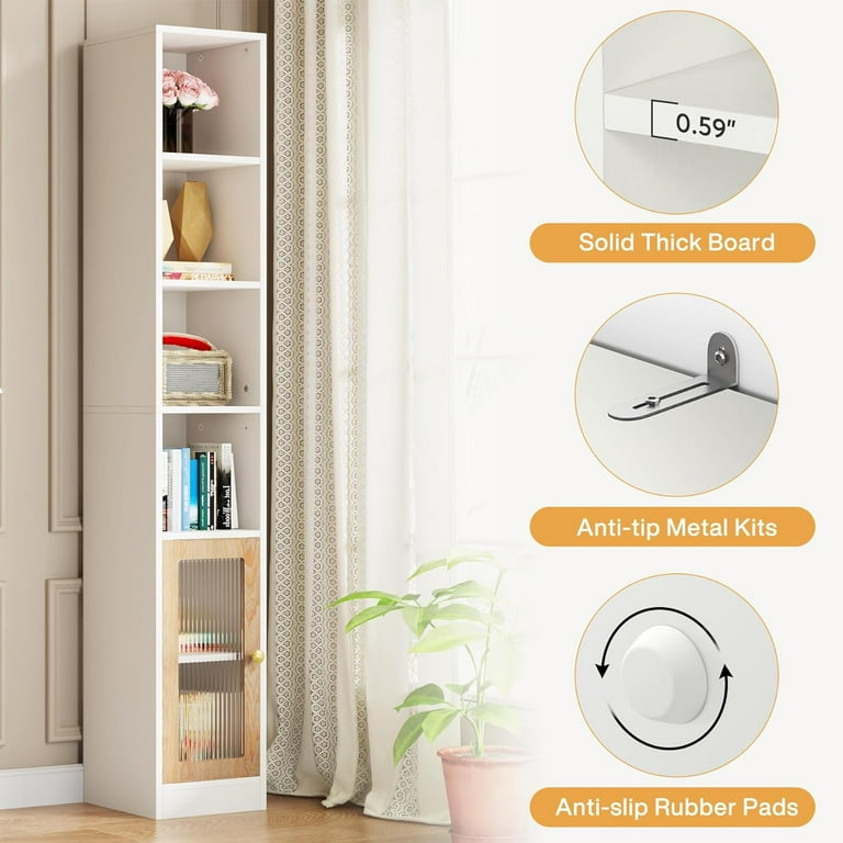 Skinny white sale bookcase