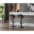 thumbnail image 3 of Guyou Modern Swivel Leather Bar Stools Set of 2, Adjustable Height Kitchen Island Chairs with Hollow Back, Brown, 3 of 13