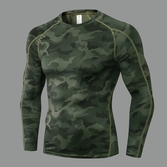 Gunia Mens Workout Gym Shirts Men Tight Fitting Fitness Sports Training Long Sleeved T Shirt Tees For Running Athletic Sport Tops Tshirts For Men Camo S