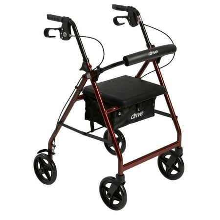 Drive Medical Aluminum Rollator Rolling Walker with Fold Up and Removable Back Support and Padded Seat, (Best Walker With Seat)