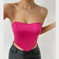 thumbnail image 4 of Beach Vacation Clothes for Women Bra 30 Top Casual Top for Women Clear Strap Bodysuit Dark Girls Heel Sandal Bras Tops Tube Bedroom Clothes Teen Girls Sexy Bustier Corset Lace Off Shoulder Hot Pink M, 4 of 9