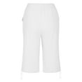thumbnail image 6 of Stephy Women's Knee Length Short Pants Ladies Loose Drawstring Casual Solid Color Shorts, White, L, 6 of 7