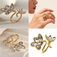thumbnail image 2 of BQBQERT Gold And Silver Flower Inspired Open Rings Sturdy Stainless Steel Fashion Jewelry Artistic Open Band Rings For Her, 2 of 11