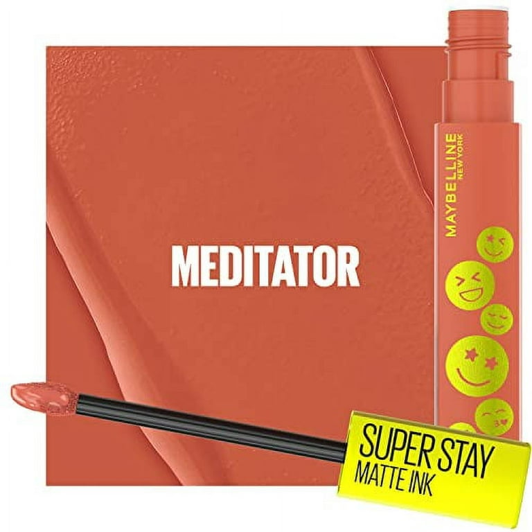 Maybelline Super Stay Matte Ink Liquid Lip Color, Moodmakers Lipstick  Collection, Long Lasting, Transfer Proof Lip Makeup, Meditator, Coral Nude,  1