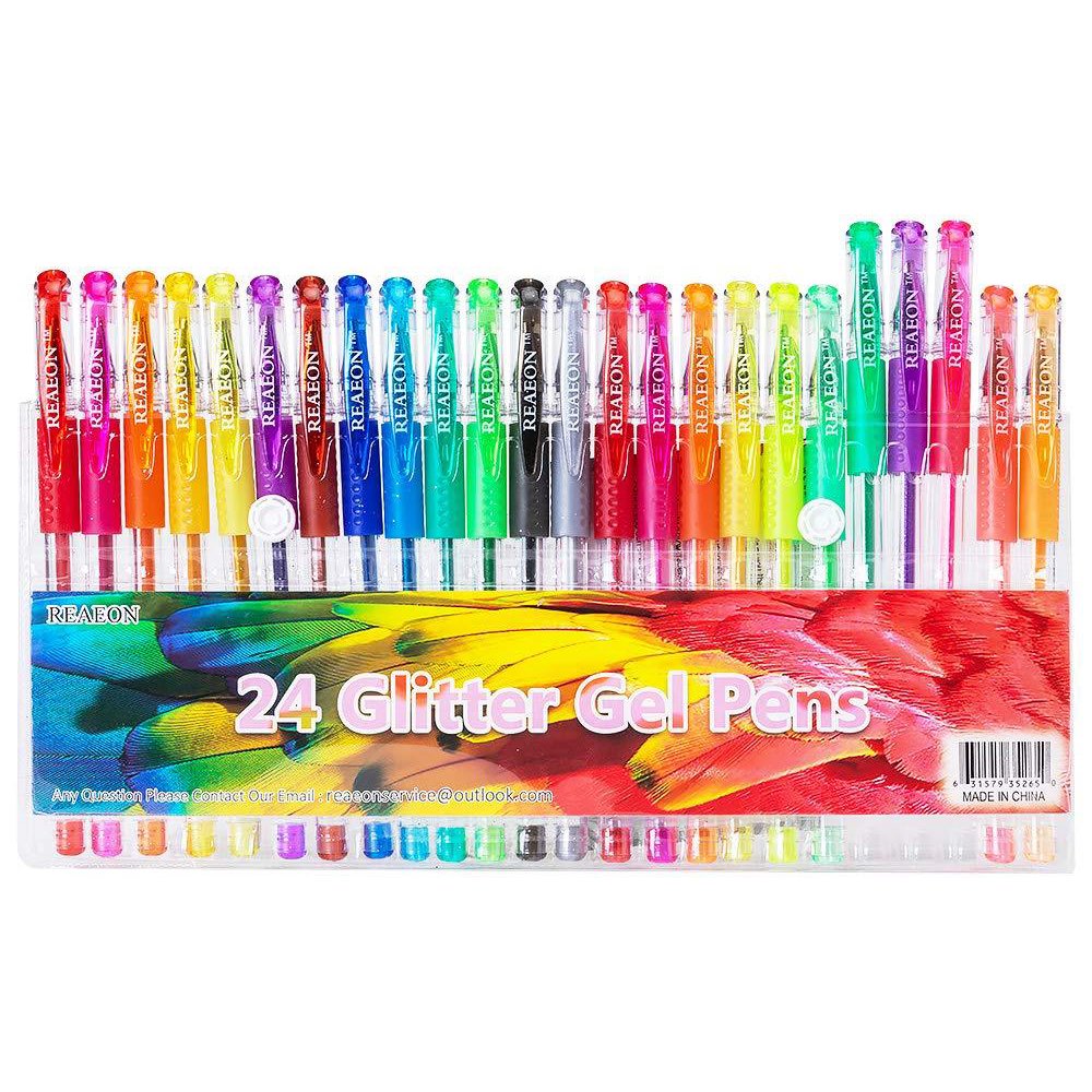 Glitter Gel Pens, 24 Color Gel Pen Glitter Markers for Bullet Journal
