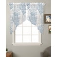 thumbnail image 2 of Blue Grey Coral Coastal Swag Valances for Windows, Summer Beach Seaside Nautical Rod Pocket Sheer Valances for Small Windows, Swag Toppers Light Filtering for Kitchen Living Room 2 Panels 36''x36'', 2 of 6