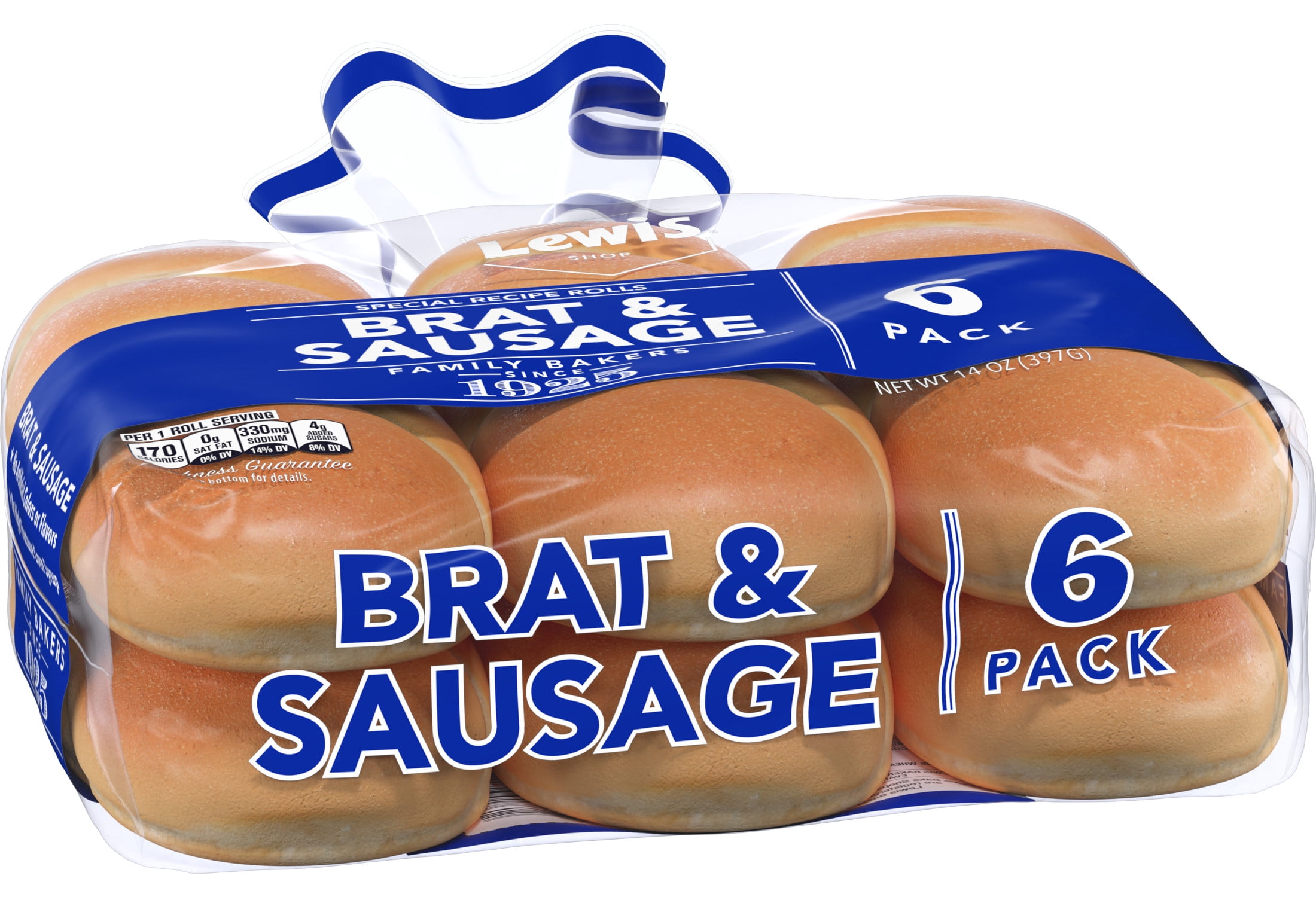 Lewis Bake Shop White Brat & Sausage Rolls, 14 oz, 6 Count