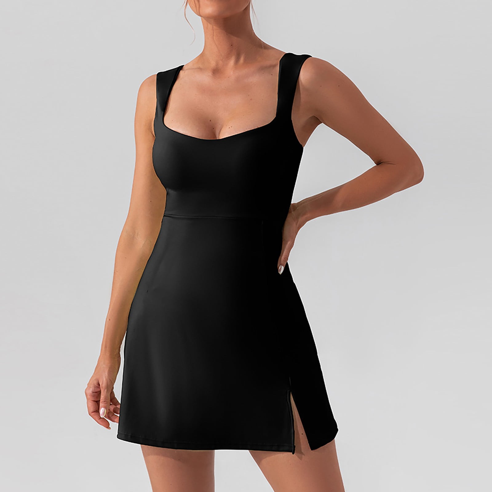 Tennis Dress Golf Dresses for Women Lightweight Breathable Side Slit Workout Dress Athletic Dresses with Built in Bra